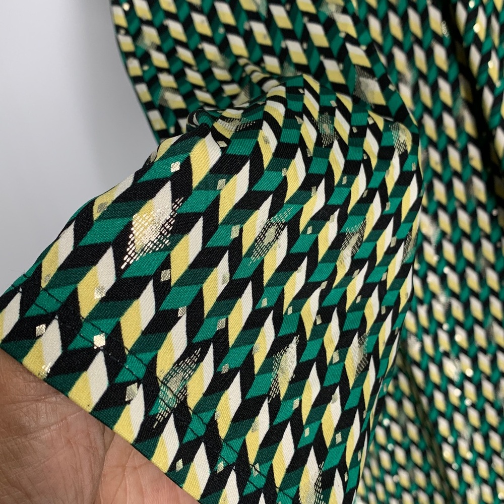 Sz 20W iconic Green and Cream Patterned Wrap Dress used - Picture 6 of 15
